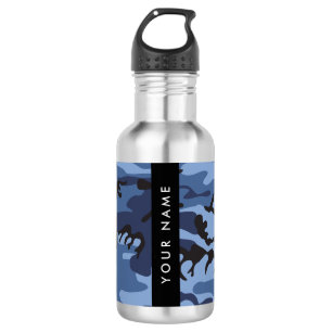 Navy Blue Camouflage Your name Personalize 532 Ml Water Bottle