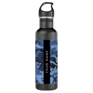 Navy Blue Camouflage Your name Personalize 710 Ml Water Bottle