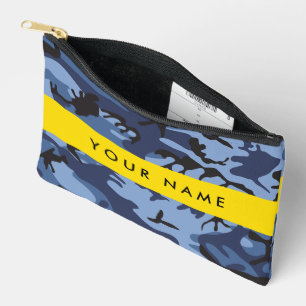Navy Blue Camouflage Your name Personalize Accessory Pouch