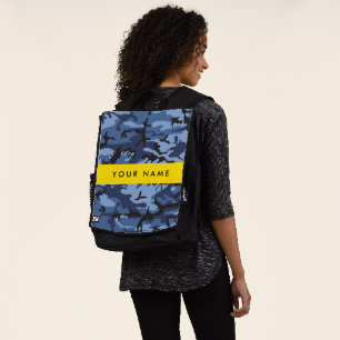 Navy Blue Camouflage Your name Personalize Backpack