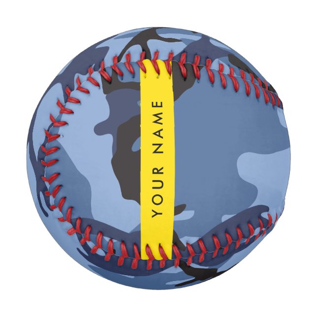 Navy Blue Camouflage Your name Personalize Baseball (Front Left)