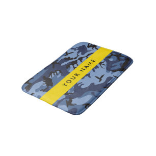 Navy Blue Camouflage Your name Personalize Bath Mat