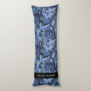 Navy Blue Camouflage Your name Personalize Body Pillow