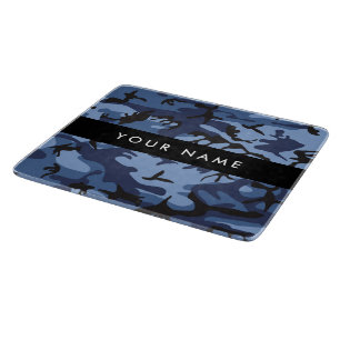 Navy Blue Camouflage Your name Personalize Cutting Board