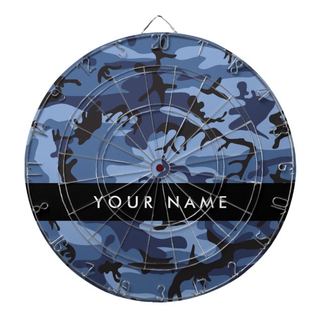 Navy Blue Camouflage Your name Personalize Dartboard (Front)