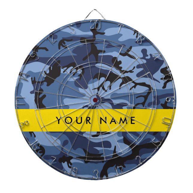 Navy Blue Camouflage Your name Personalize Dartboard (Front)