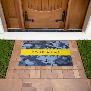 Navy Blue Camouflage Your name Personalize Doormat