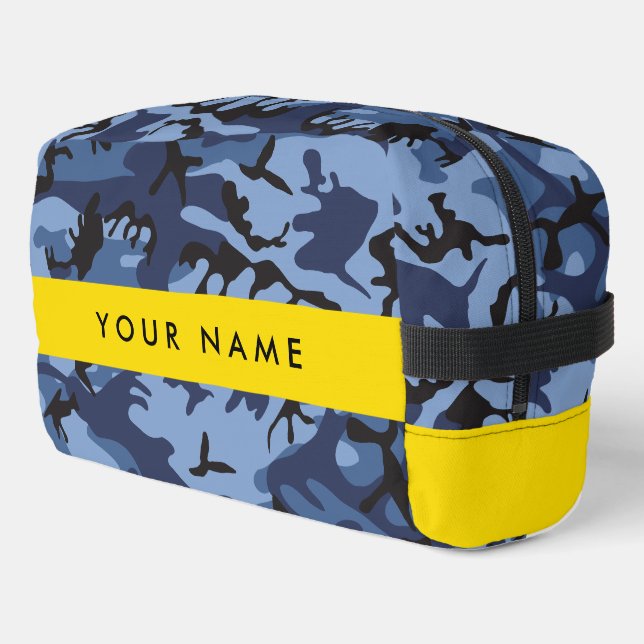 Navy Blue Camouflage Your name Personalize Dopp Kit (Left Corner)
