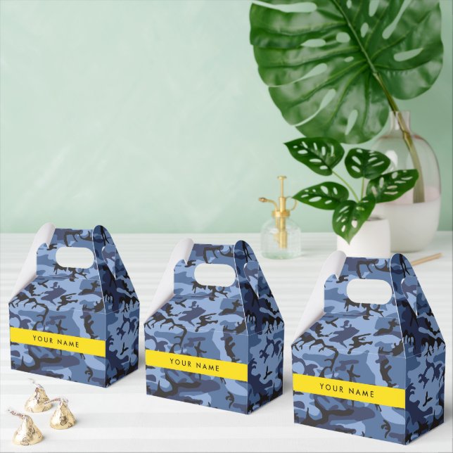 Navy Blue Camouflage Your name Personalize Favor Box (Multiple)