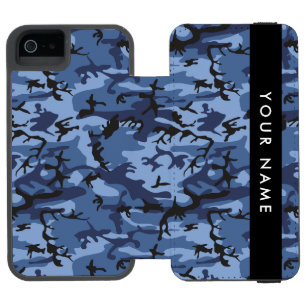 Navy Blue Camouflage Your name Personalize Incipio Watson™ iPhone 5 Wallet Case