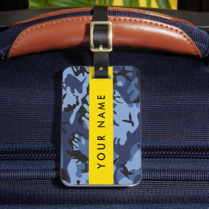 Navy Blue Camouflage Your name Personalize Luggage Tag
