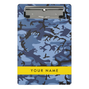 Navy Blue Camouflage Your name Personalize Mini Clipboard