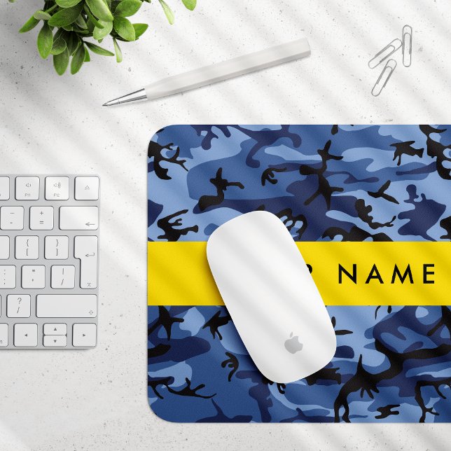 Navy Blue Camouflage Your name Personalize Mouse Pad (Creator Uploaded)