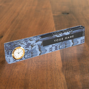 Navy Blue Camouflage Your name Personalize Nameplate