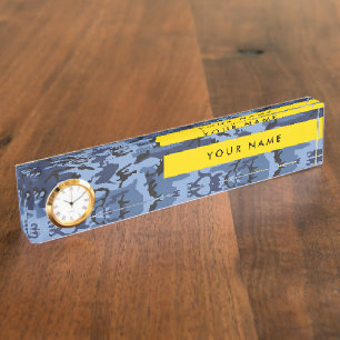 Navy Blue Camouflage Your name Personalize Nameplate