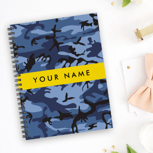 Navy Blue Camouflage Your name Personalize Notebook