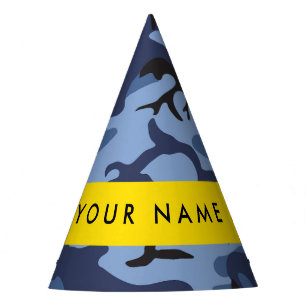 Navy Blue Camouflage Your name Personalize Party Hat