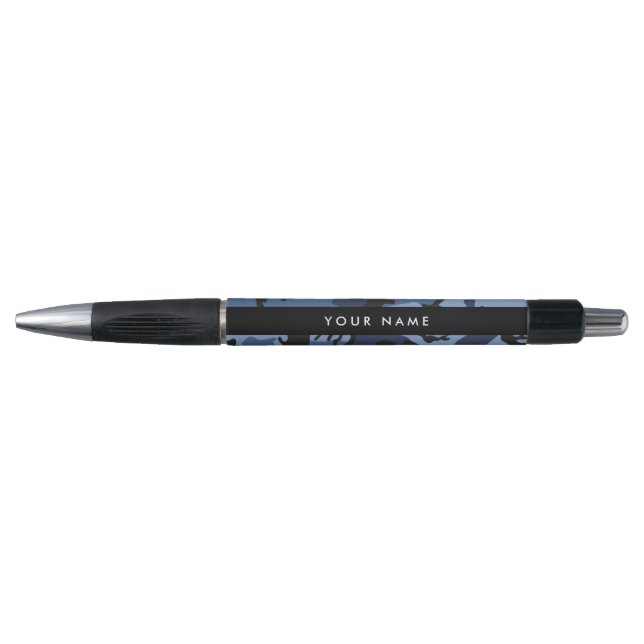 Navy Blue Camouflage Your name Personalize Pen (Front)