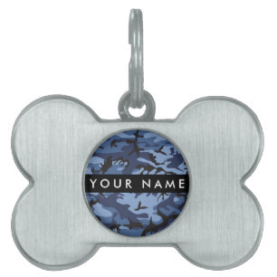 Navy Blue Camouflage Your name Personalize Pet ID Tag