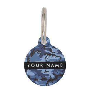 Navy Blue Camouflage Your name Personalize Pet Tag