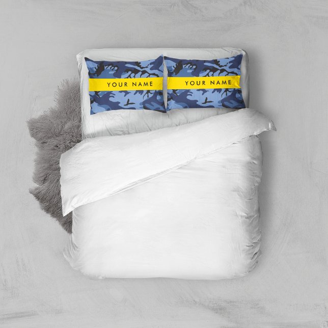 Navy Blue Camouflage Your name Personalize Pillowcase (Creator Uploaded)