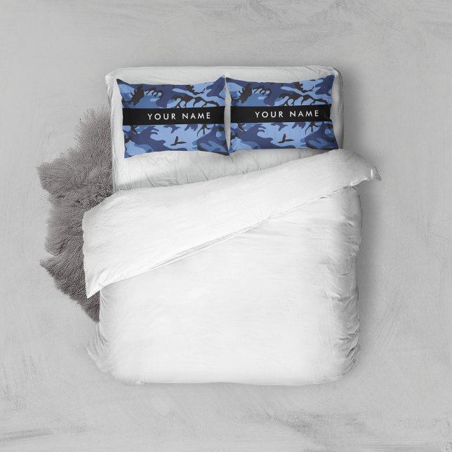 Navy Blue Camouflage Your name Personalize Pillowcase (Creator Uploaded)