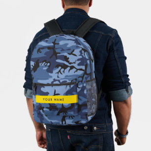 Navy Blue Camouflage Your name Personalize Printed Backpack