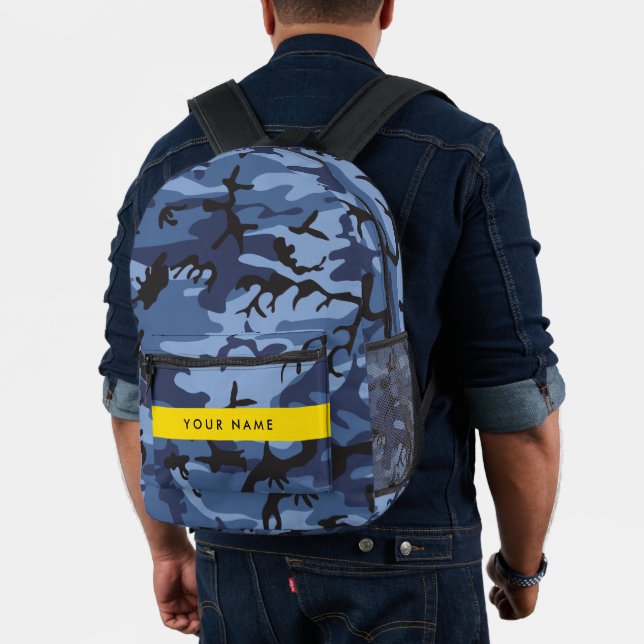 Navy Blue Camouflage Your name Personalize Printed Backpack (Insitu (Model))