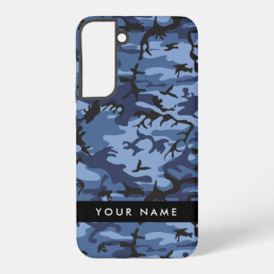 Navy Blue Camouflage Your name Personalize Samsung Galaxy Case