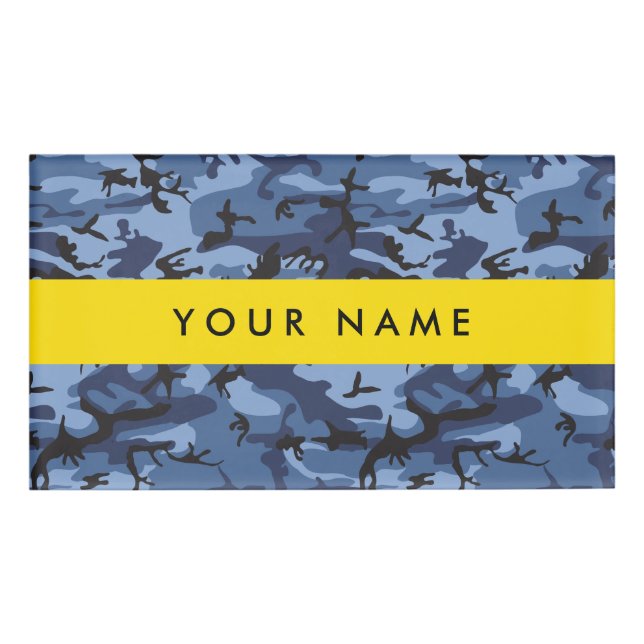 Navy Blue Camouflage Your name Personalize Tag (Front)