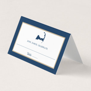 Navy Blue Cape Cod map Gold Heart Wedding Seating