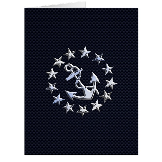 Navy Blue Carbon Fibre Nautical Yacht Flag Print (Front)