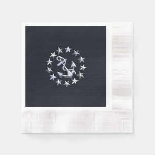 Navy Blue Carbon Fibre Nautical Yacht Flag Print Napkin