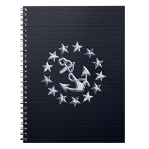 Navy Blue Carbon Fibre Nautical Yacht Flag Print Notebook