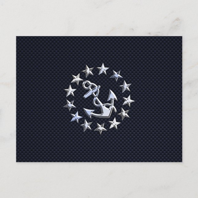 Navy Blue Carbon Fibre Nautical Yacht Flag Print Postcard (Front)