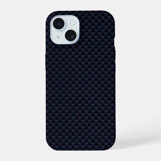Navy Blue Carbon Fibre Print Automotive Texture iPhone 15 Case (Back)