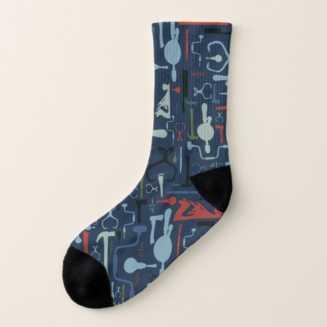 Navy Blue Carpentry Woodworking Themed Socks (Left Outside)