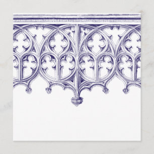 Navy Blue Cathedral Wedding Invitations