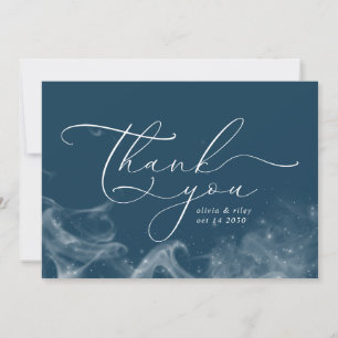 Navy Blue Celestial Stars Thank You Weddng Photo 