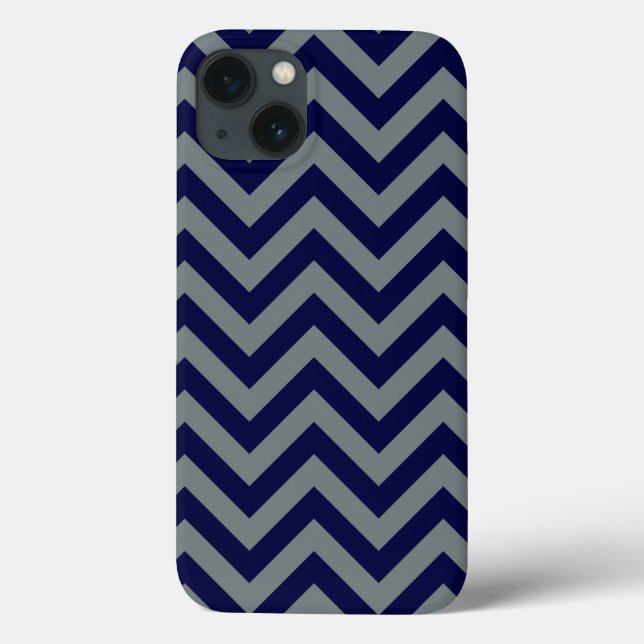 Navy Blue, Charcoal Large Chevron ZigZag Pattern Case-Mate iPhone Case (Back)