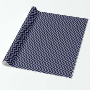 Navy Blue, Charcoal Large Chevron ZigZag Pattern Wrapping Paper