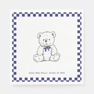 Navy Blue checkered Teddy Bear-Our Little Cub Napkin