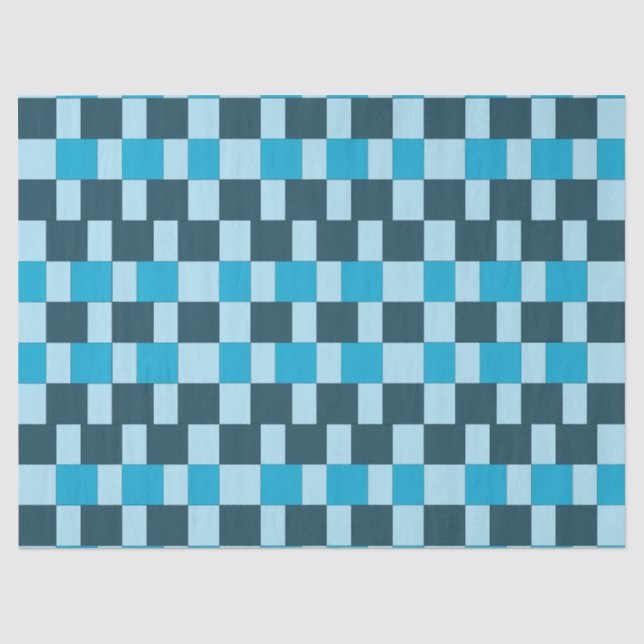 Navy Blue Checkers Checkered Tissue Paper (Front)