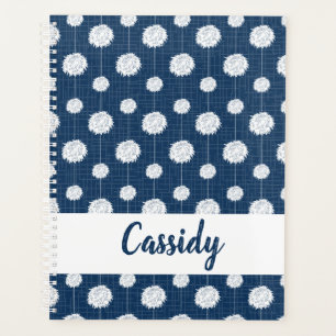 Navy Blue Cheerleader Pom Pom Pattern Planner