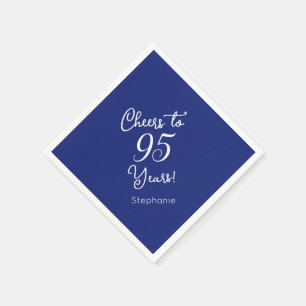 Navy Blue Cheers to 95 Years 95th Birthday Napkin