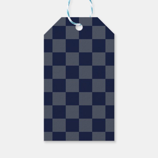 Navy Blue Chequerboard Gift Tags (Front)
