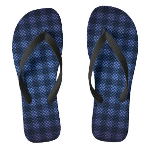 Navy blue chequered carbon fibre patterned flip flops