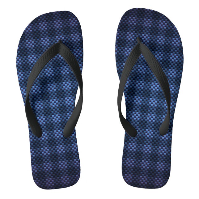 Navy blue chequered carbon fibre patterned flip flops (Footbed)