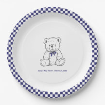 Navy Blue Chequered Teddy Bear-Our Little Cub 