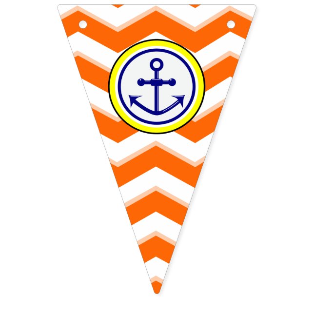 Navy Blue Chevron Anchor Narrow Black Roundel Bunting Flags (Tenth Flag)
